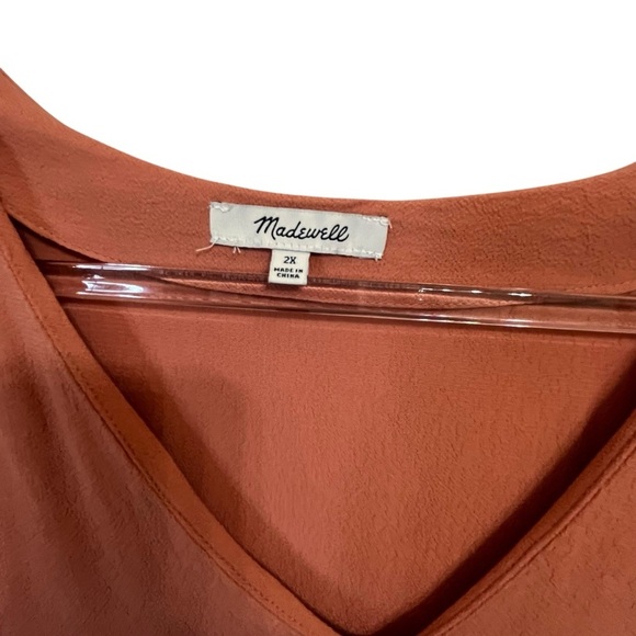 Madewell Terracotta Fall V Neck Side Button Casual Loose Shift Easy Dress SZ 2X - Picture 6 of 12